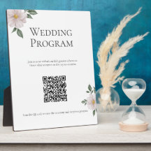 Simple White Floral Wedding Program Sign