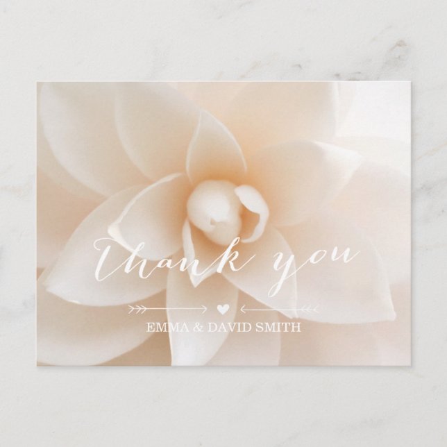 Simple White Floral Wedding Thank You Postcard (Front)