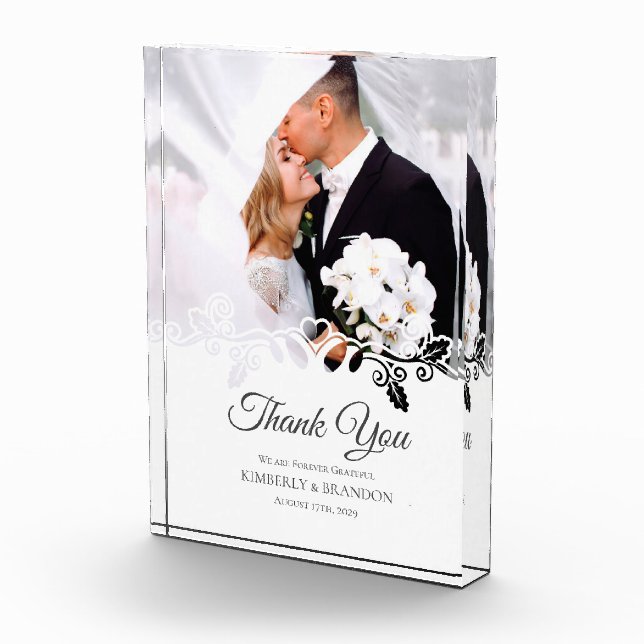 Simple white Frame Photo Wedding Thank You (Right)