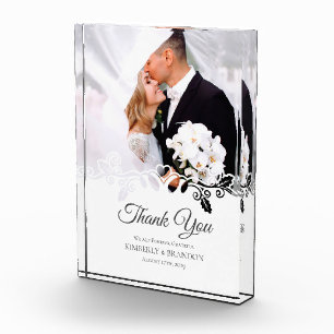 Simple white Frame Photo Wedding Thank You Block