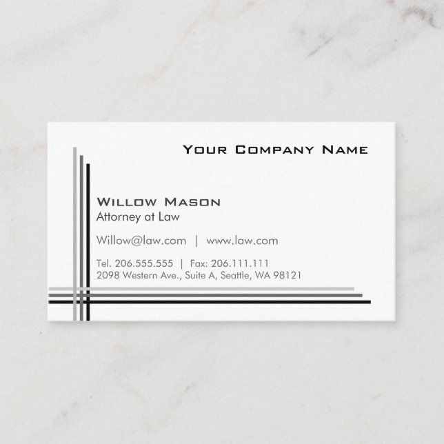 Simple White Framed, Professional Business Card (Front)