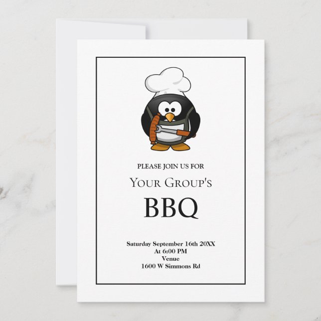 Simple White Funny BBQ Party Invitation (Front)