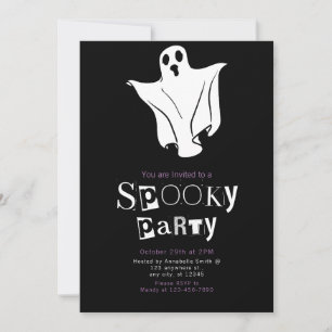 Simple White Ghost Minimalist Halloween Party Invitation