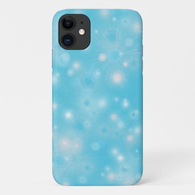 Simple White glow Snowflakes on Blue Cute Pretty Case-Mate iPhone Case (Back)