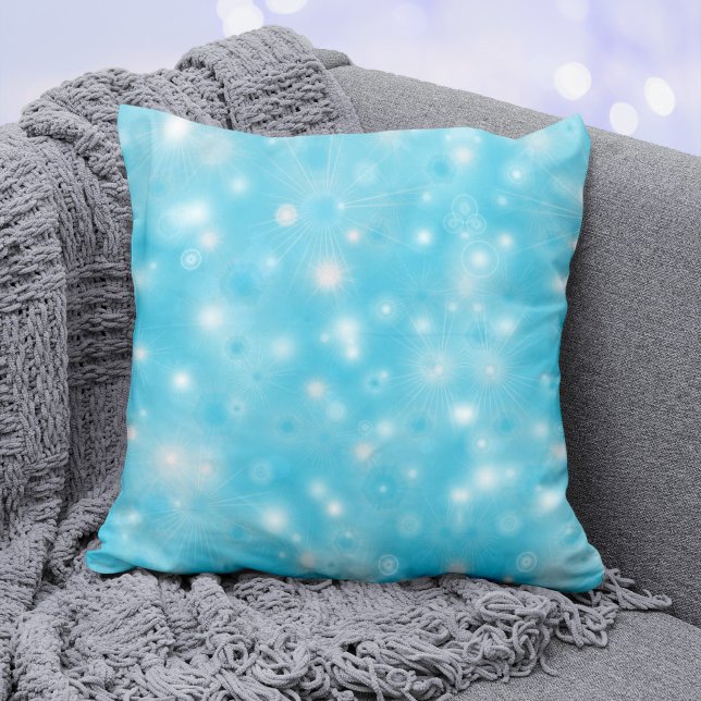 Simple White glow Snowflakes on Blue Cute Pretty Cushion (Creator Uploaded)