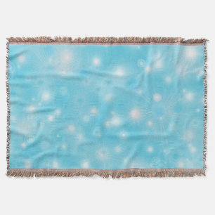 Simple White glow Snowflakes on Blue Cute Pretty Throw Blanket
