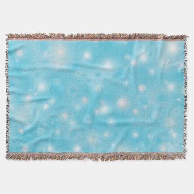 Simple White glow Snowflakes on Blue Cute Pretty Throw Blanket (Front)