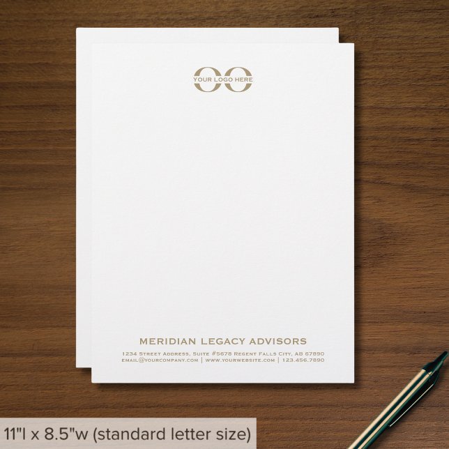 Simple White Gold Business Letterhead with Logo (Creator Uploaded)