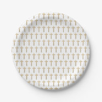 Simple white Gold Cross pattern Baby Baptism 