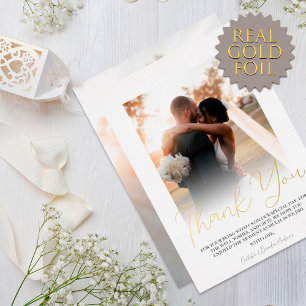 Simple White Gold Foil Modern Couple Photo Wedding