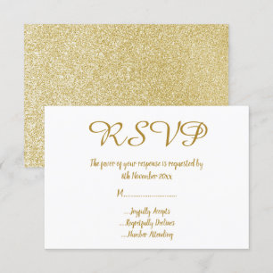 Simple White Gold Glitter All Occassion RSVP Invitation