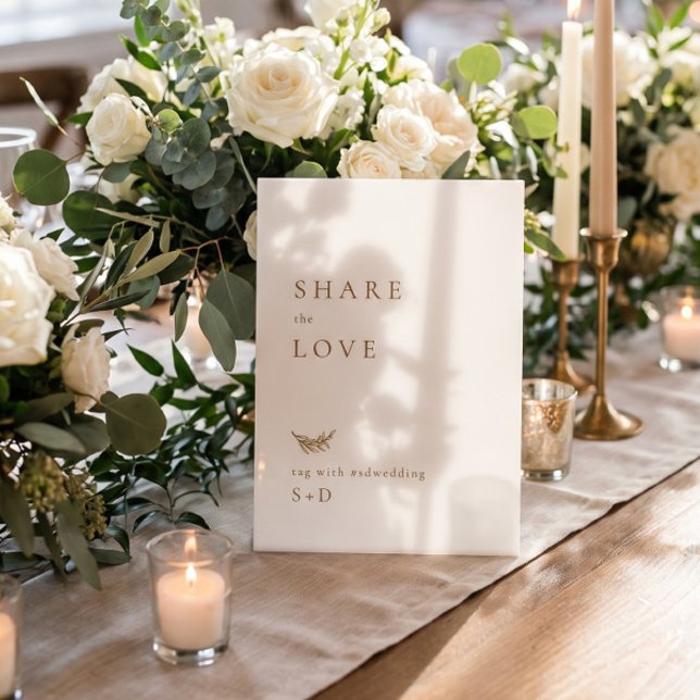 Simple White Gold Instagram Hashtag Wedding Sign (Creator Uploaded)