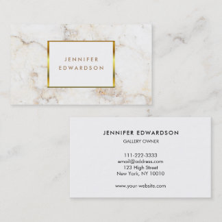 Simple white gold marble pattern professional business card