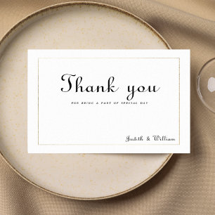 Simple white gold vintage calligraphy Thank You Invitation