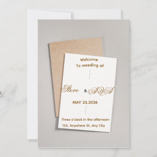 Simple White & Gold Wedding Invitation
