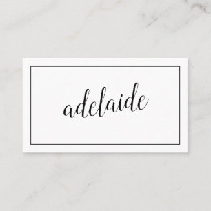 Simple White hair stylist script signature chic Business Card