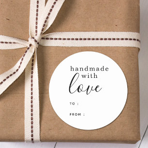 Simple White Handmade with Love Classic Round Sticker