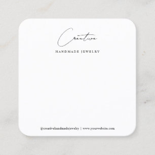 Simple White Handwritten Script Jewellery Display Square Business Card
