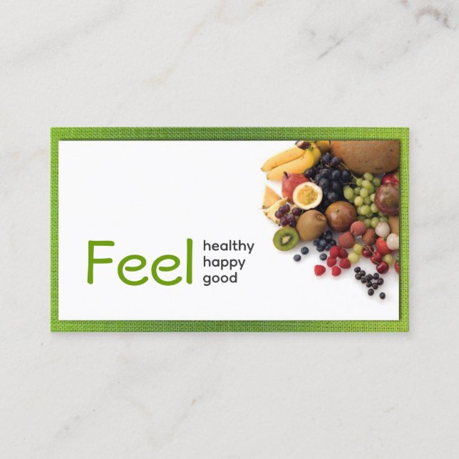 Simple White Healthy Life Yellow Green Linen Card (Front)
