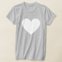 Simple White Heart Modern Love Grey Womans T-Shirt