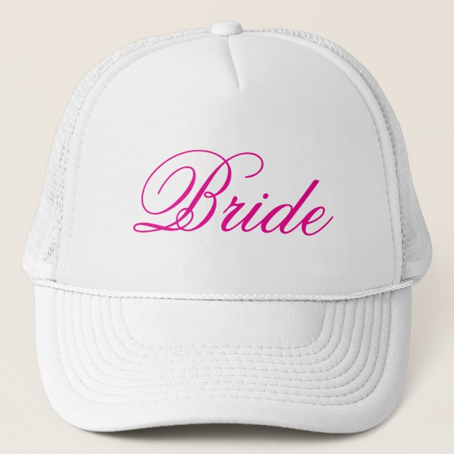 Simple white hot pink Bride hat (Front)