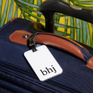Simple White Initial Monogram  Luggage Tag