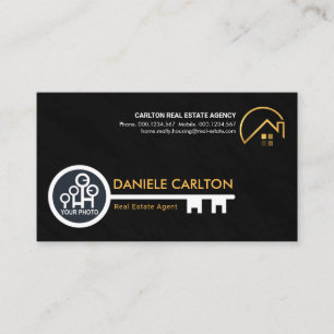 Simple White Key Black Grunge Realty #ZazzleMade Business Card