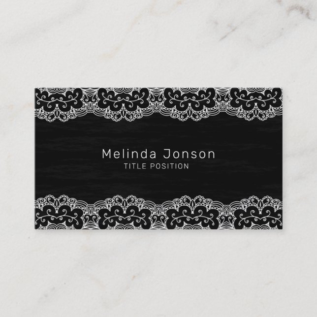 Simple White Lace Business Card (Front)