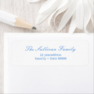 Simple white light blue return address label