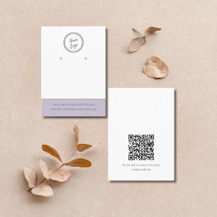 Simple White & Lilac Earring Display  QR Code Logo Business Card