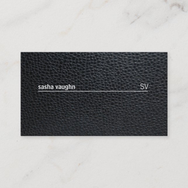 Simple White Line Leather Business Card (Front)