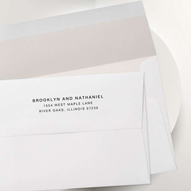 Simple White Linen Return Address Lined Envelope (Creator Uploaded)