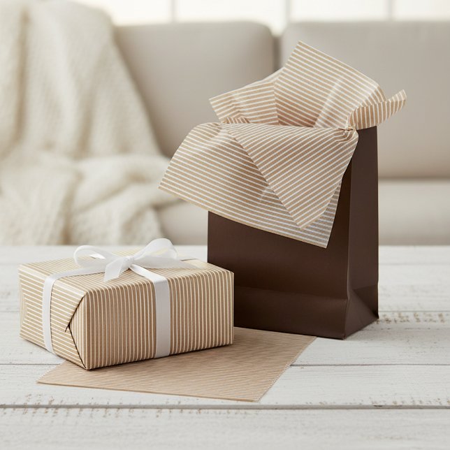 Simple White Lines On Faux Rustic Brown Kraft Tissue Paper (Creator Uploaded)