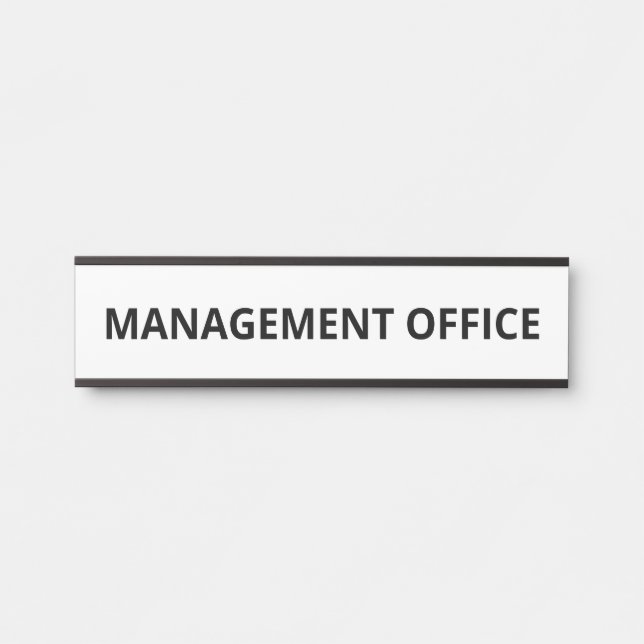 Simple White Management Office Door Sign (Front)