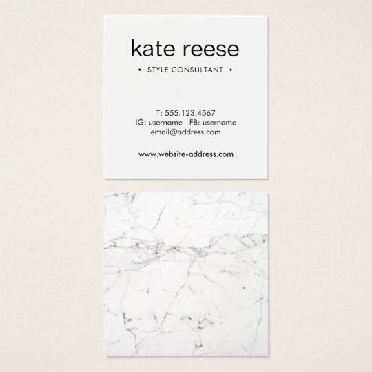 Simple White Marble Professional Square Business Card