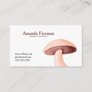 Simple White & Maroon Event Catering Mushroom Business Card