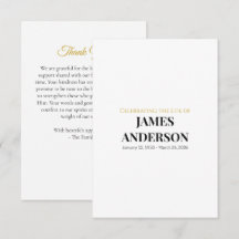 Simple White Memorial Thank You Card