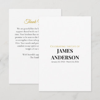 Simple White Memorial Thank You Card