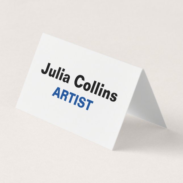 Simple white minimal text folded business card (Front)