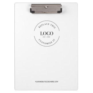 Simple White Minimalist Custom Logo Branded Clipboard