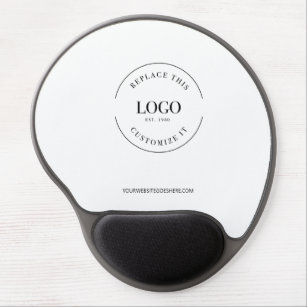 Simple White Minimalist Custom Logo Branded Gel Mouse Mat