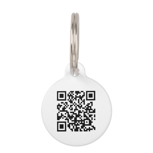 Simple White Minimalist QR Code Custom Template Pet Tag (Front)