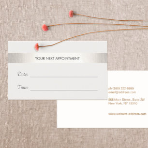 Simple White Modern FAUX Silver Stripe Appointment Card