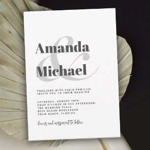 Simple White Modern Minimalist Wedding Invitation