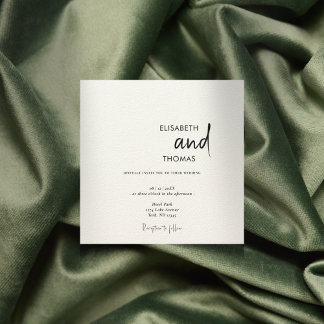 Simple white modern minimalistic wedding  invitation