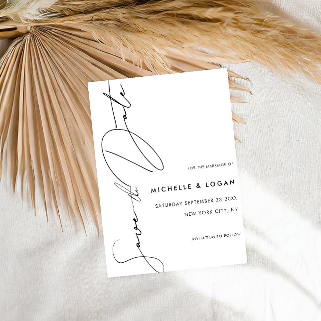 Simple White Modern Script Wedding Save The Date (Creator Uploaded)