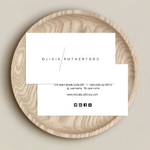 Simple White Modern  Social Media Icons Business Card