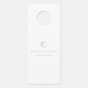 Simple White  Modern Two Initial Monogram Door Hanger