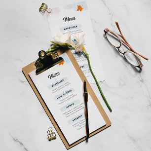 Simple White Modern Wedding Menu 