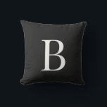Simple White Monogram Black  Cushion<br><div class="desc">White Monogram  Black background Outdoor Pillow.</div>